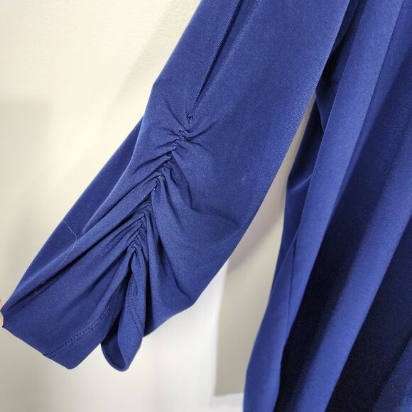 Susan Graver Womens Liquid Knit Ruched Sleeve Tunic Top Blue Plus Sz 2X A217831 - Picture 6 of 10